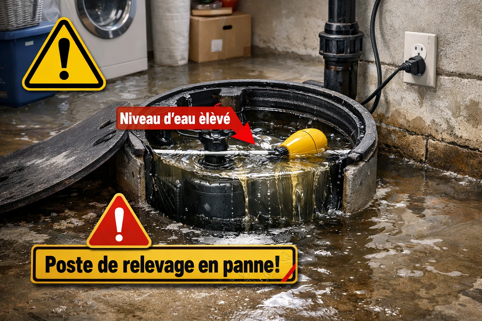 Débordement poste de relevage procédure d'urgence