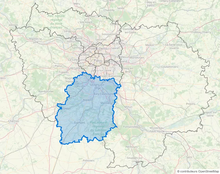 Carte de la zone en Île-de-France