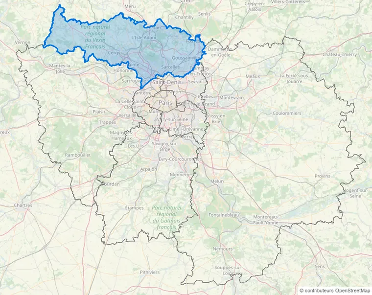 Carte de la zone en Île-de-France